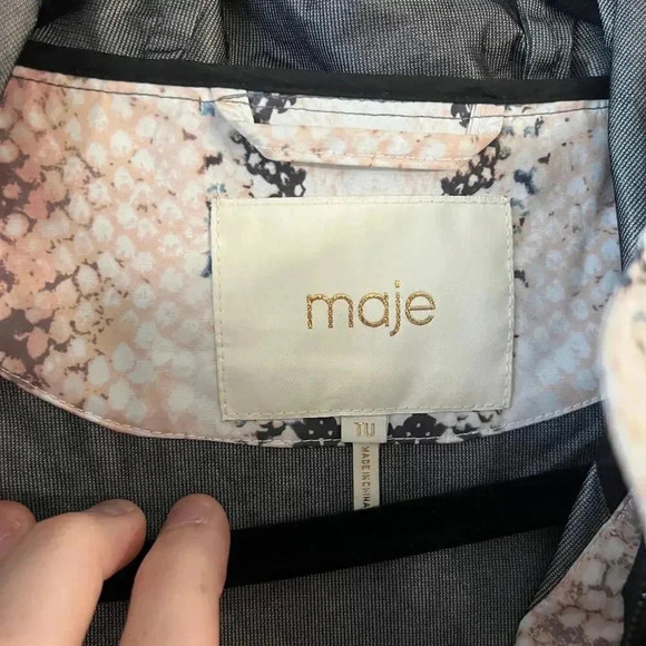 322 Maje Oversized Snake Print Shell Hooded Lightweight Coat Jacket One Size - Picture 2 of 3